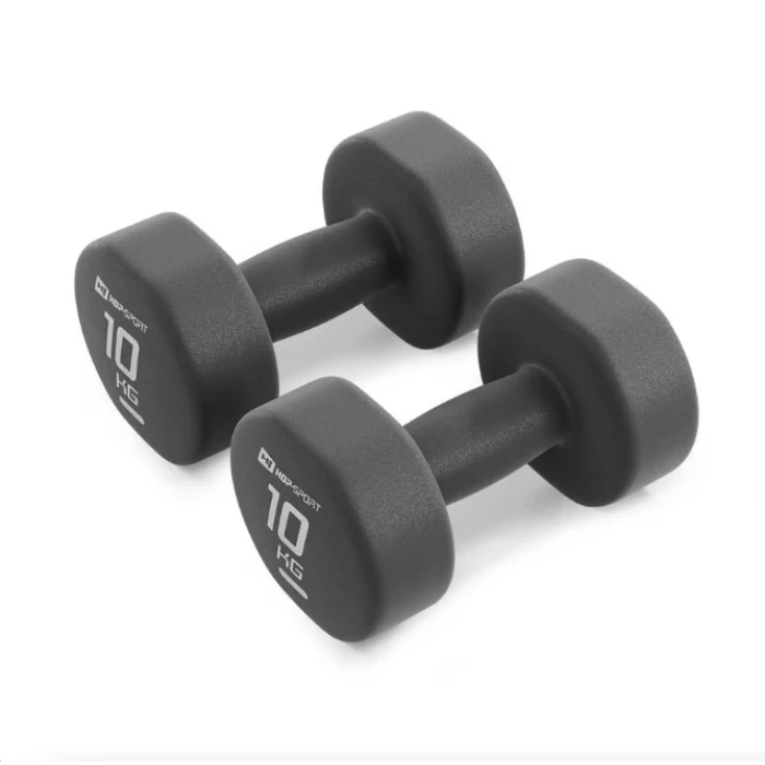 Гантели для фитнеса неопреновые круглые Hop-Sport HS-V100DR 2x10кг серый