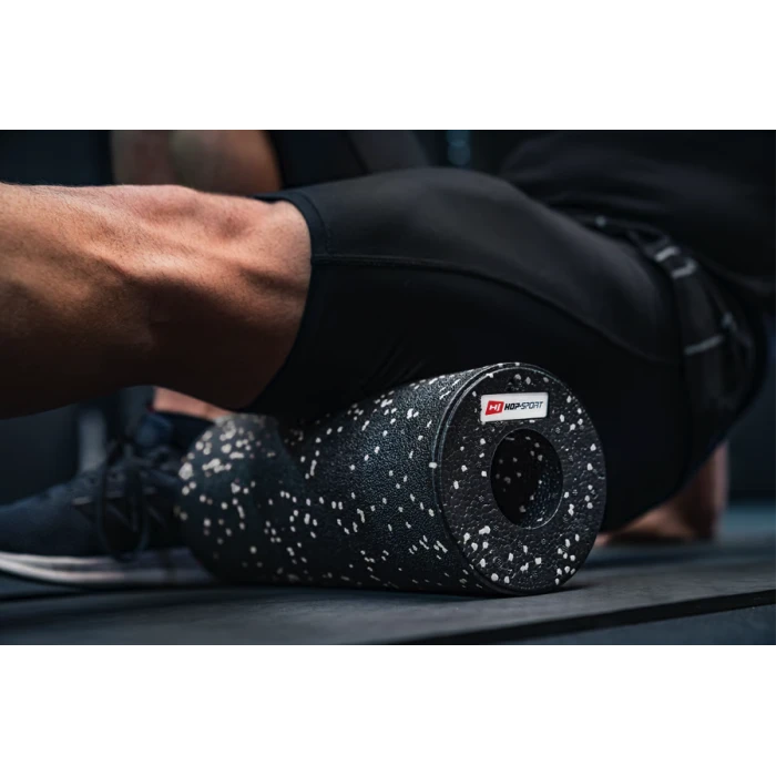 Роллер масажер (валик, ролик) гладкий Hop-Sport EPP 33см HS-P033YG чорно-білий