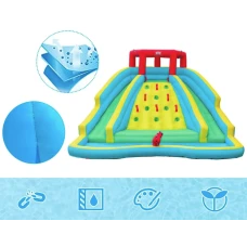 Надувна водна гірка Costway Summer зі стійкою для скелелазіння двостороння