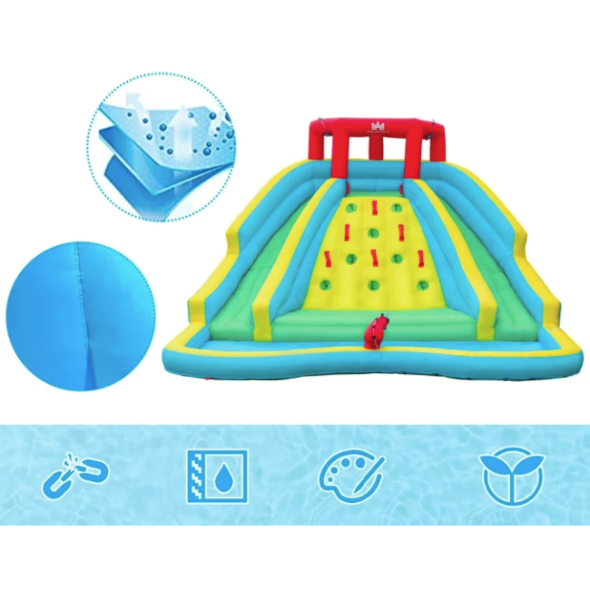 Надувна водна гірка Costway Summer зі стійкою для скелелазіння двостороння