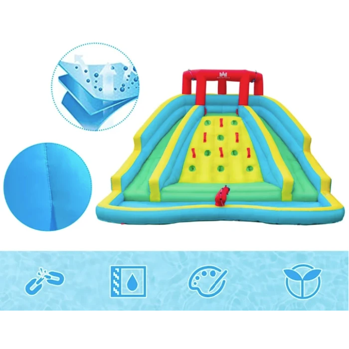 Надувна водна гірка Costway Summer зі стійкою для скелелазіння двостороння