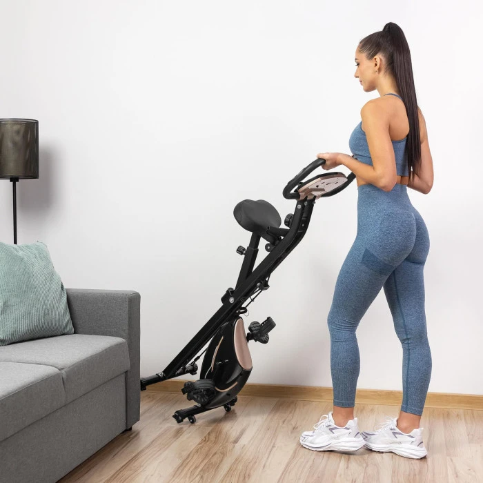 Велотренажер Gymtek FX600 магнитный складной с эспандерами золотой