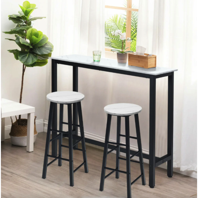 Комплект барних стільців Costway Eugad з підставкою для ніг білий