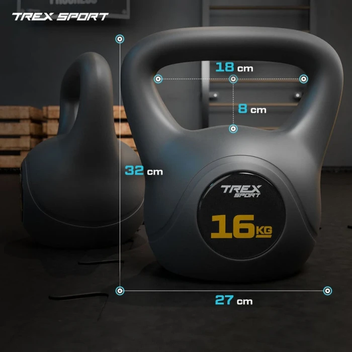 Гиря вінілова 16кг Trex Sport TX-016CKB чорний