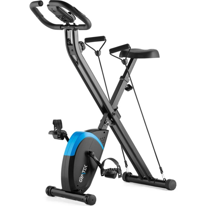 Велотренажер Gymtek FX800 магнітний складний з еспандерами синій