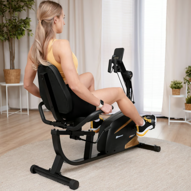Горизонтальный велотренажер Hop-Sport HS-045L Volt магнитный золотистый