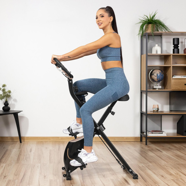 Велотренажер Gymtek FX600 магнитный складной с эспандерами золотой