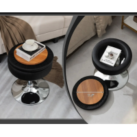 Кресло табурет вращающееся Costway Meri с местом для хранения черный