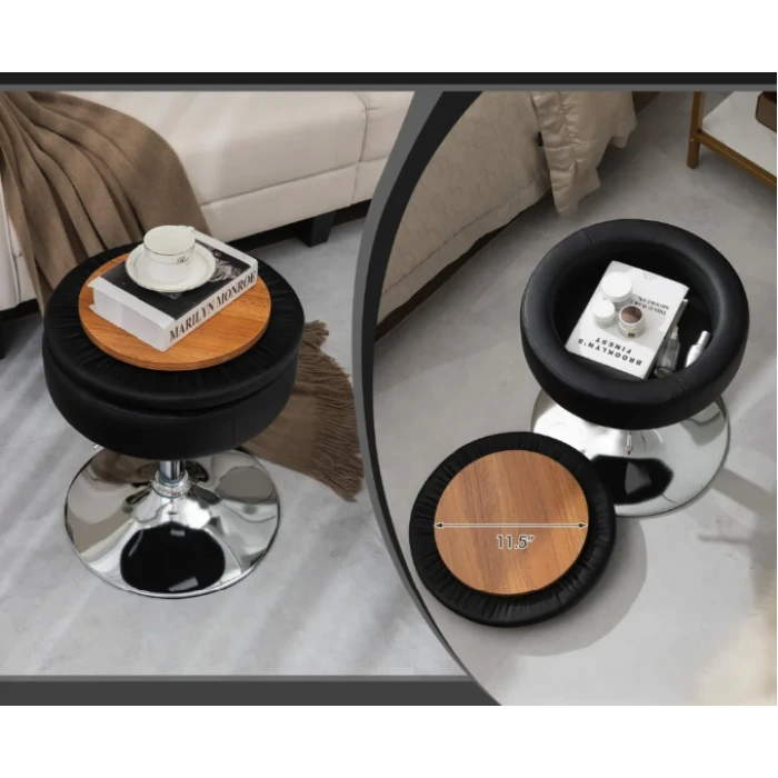 Крісло табурет обертове Costway Meri з місцем для зберігання чорний