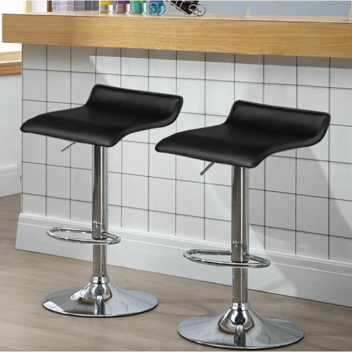 Комплект барних стільців Costway Forse екошкіра з підставкою для ніг чорний