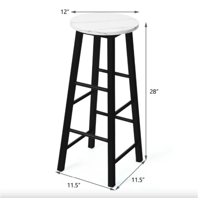 Комплект барних стільців Costway Eugad з підставкою для ніг білий
