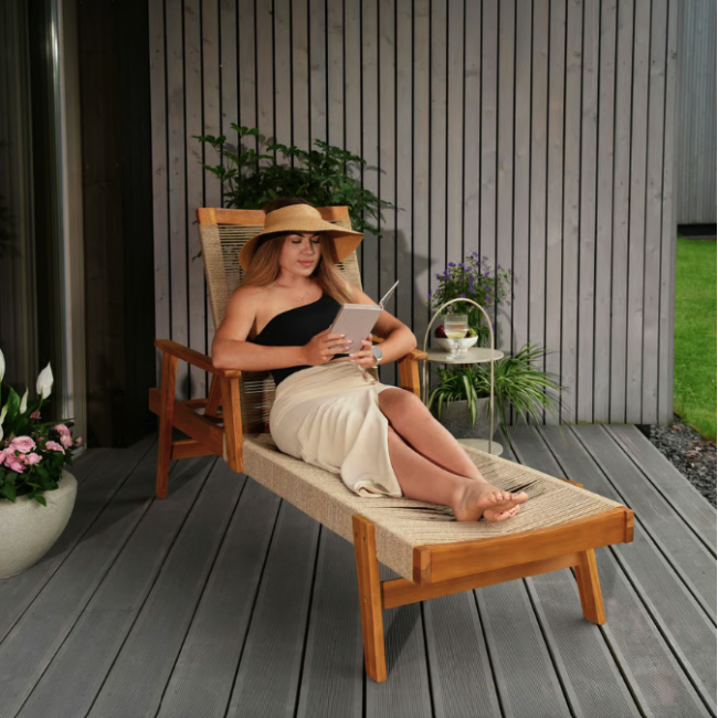 Садовый шезлонг Di Volio Alege из дерева бежевый.