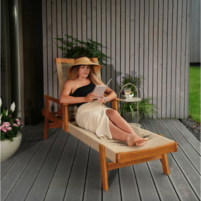 Садовый шезлонг Di Volio Alege из дерева бежевый.