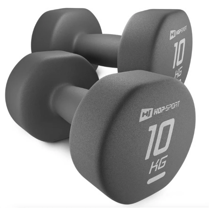 Гантели для фитнеса неопреновые круглые Hop-Sport HS-V100DR 2x10кг серый