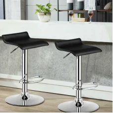 Комплект барных стульев Costway Forse экокожа с подставкой для ног черный