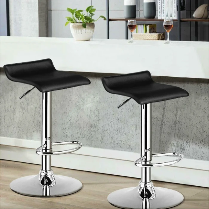 Комплект барних стільців Costway Forse екошкіра з підставкою для ніг чорний