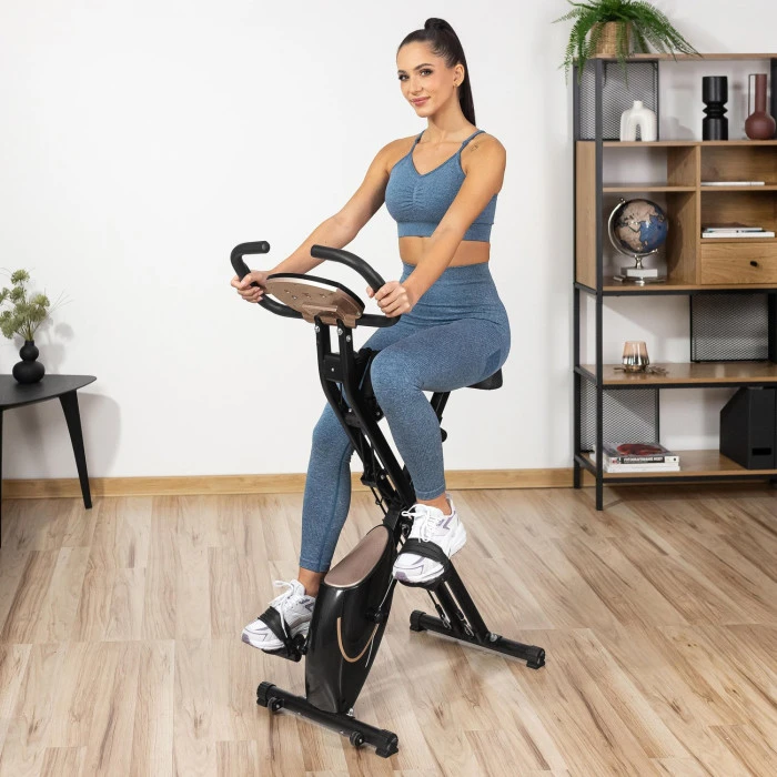 Велотренажер Gymtek FX600 магнитный складной с эспандерами золотой