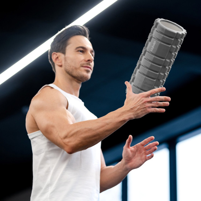 Массажный ролик Gymtek для йоги и фитнеса EVA 33*14см серый