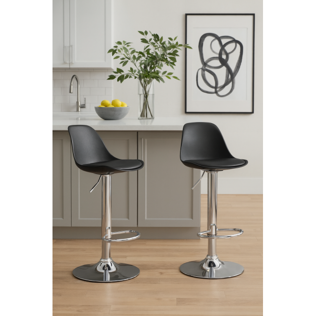 Барний стілець Leobert Hoga з спинкою чорний