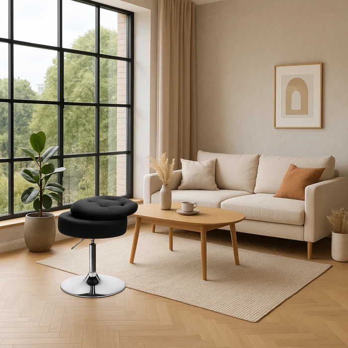 Крісло табурет обертове Costway Meri з місцем для зберігання чорний