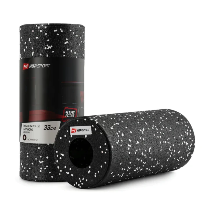 Роллер масажер (валик, ролик) гладкий Hop-Sport EPP 33см HS-P033YG чорно-білий