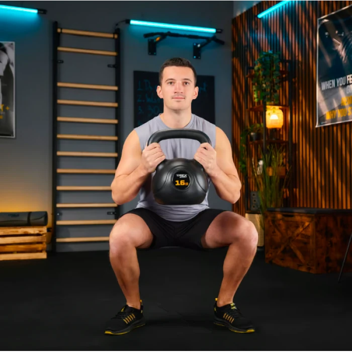 Гиря вінілова 16кг Trex Sport TX-016CKB чорний