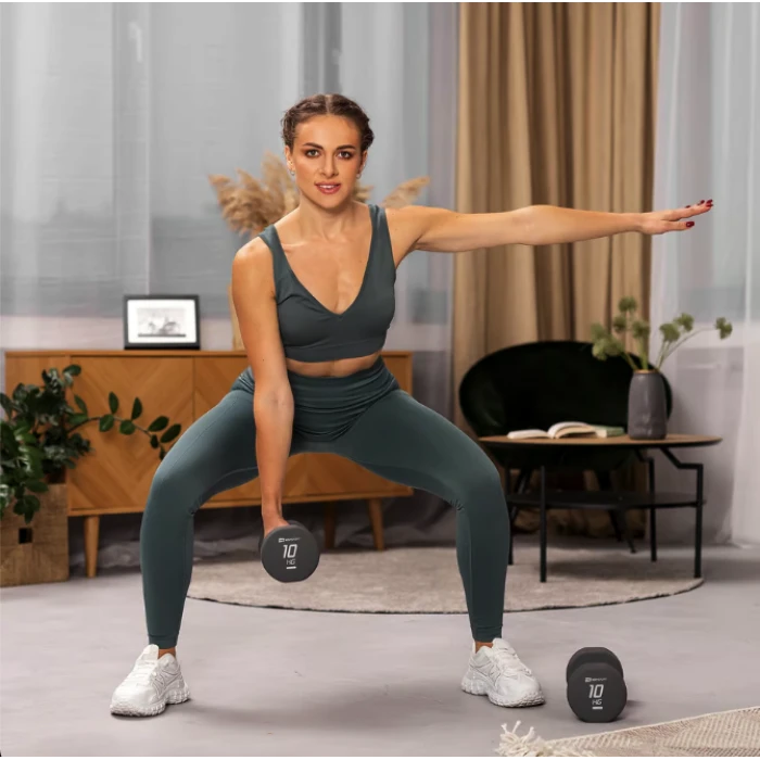 Гантели для фитнеса неопреновые круглые Hop-Sport HS-V100DR 2x10кг серый