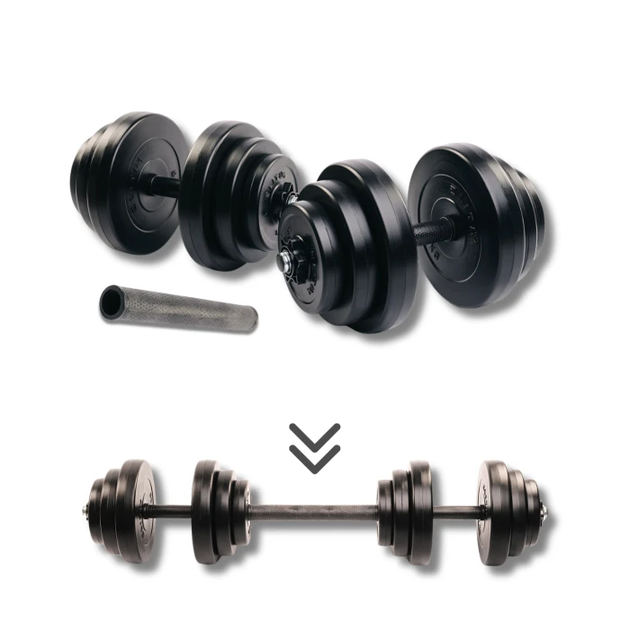 Гантелі Elitum 2х18,5кг + подовжувач грифа для штанги