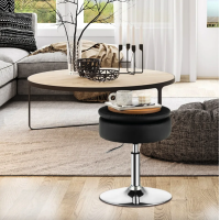 Кресло табурет вращающееся Costway Meri с местом для хранения черный