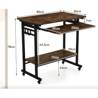 Компьютерный стол Costway Otto с выдвижной подставкой для клавиатуры