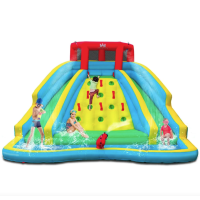 Надувна водна гірка Costway Summer зі стійкою для скелелазіння двостороння