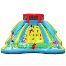 Надувна водна гірка Costway Summer зі стійкою для скелелазіння двостороння