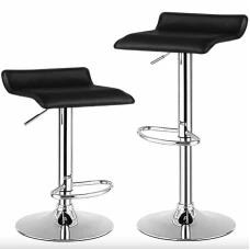 Комплект барных стульев Costway Forse экокожа с подставкой для ног черный
