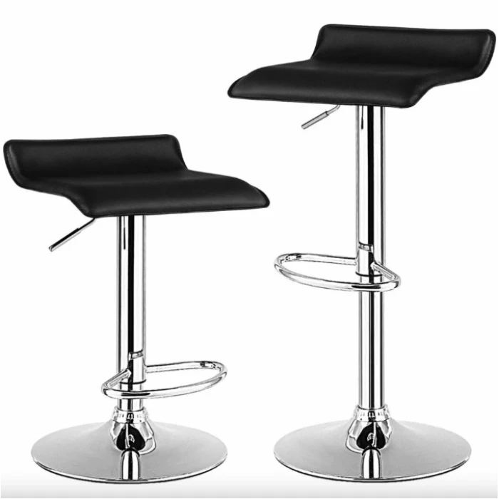 Комплект барних стільців Costway Forse екошкіра з підставкою для ніг чорний