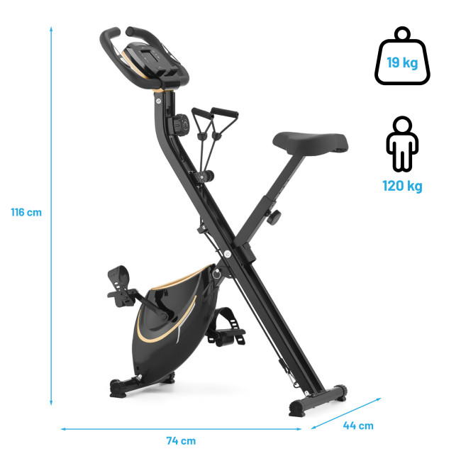 Велотренажер Gymtek FX600 магнитный складной с эспандерами золотой