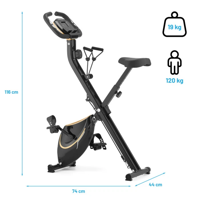 Велотренажер Gymtek FX600 магнитный складной с эспандерами золотой