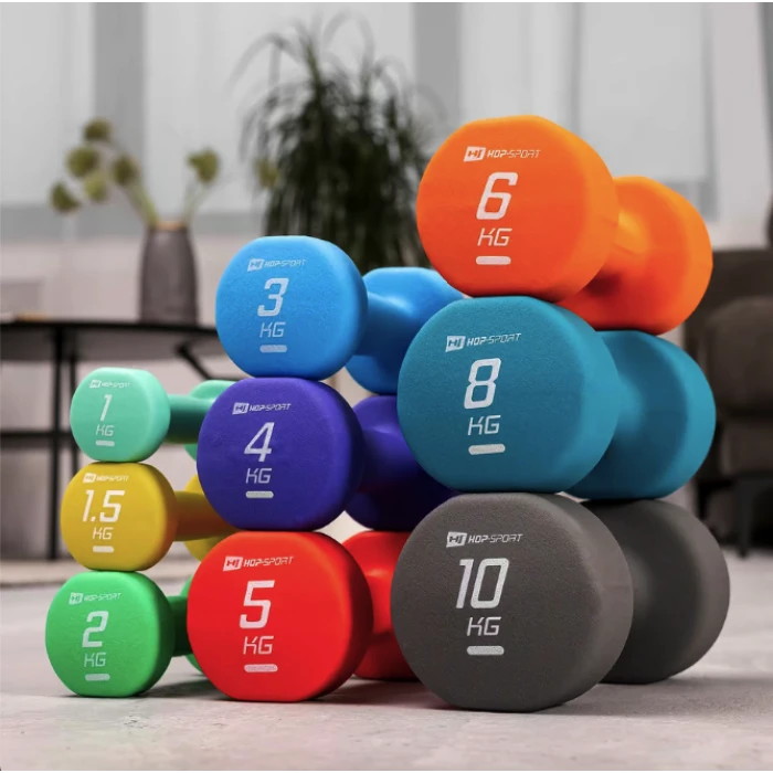 Гантели для фитнеса неопреновые круглые Hop-Sport HS-V100DR 2x10кг серый