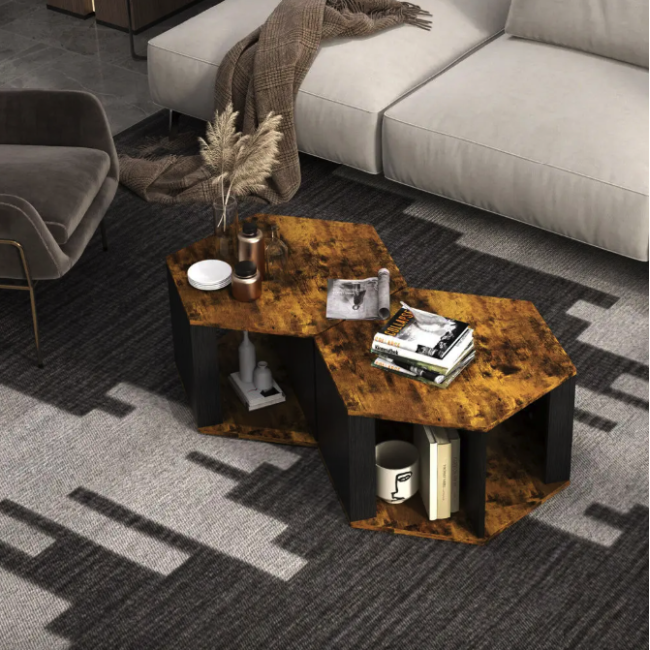 Комплект журнальных столиков Costway Neka шестиугольный