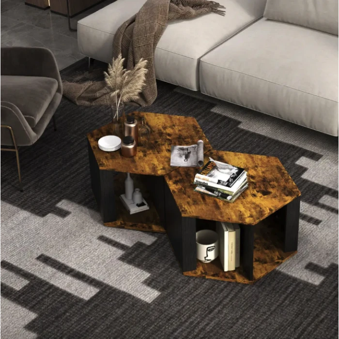 Комплект журнальных столиков Costway Neka шестиугольный