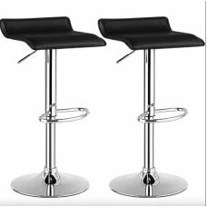 Комплект барных стульев Costway Forse экокожа с подставкой для ног черный