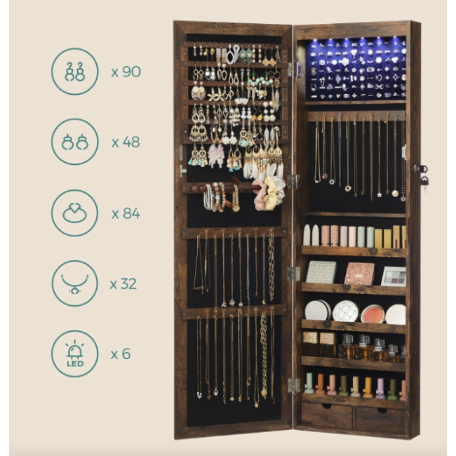 Зеркало-шкаф Leobert Kors с подсветкой в стиле Loft коричневый