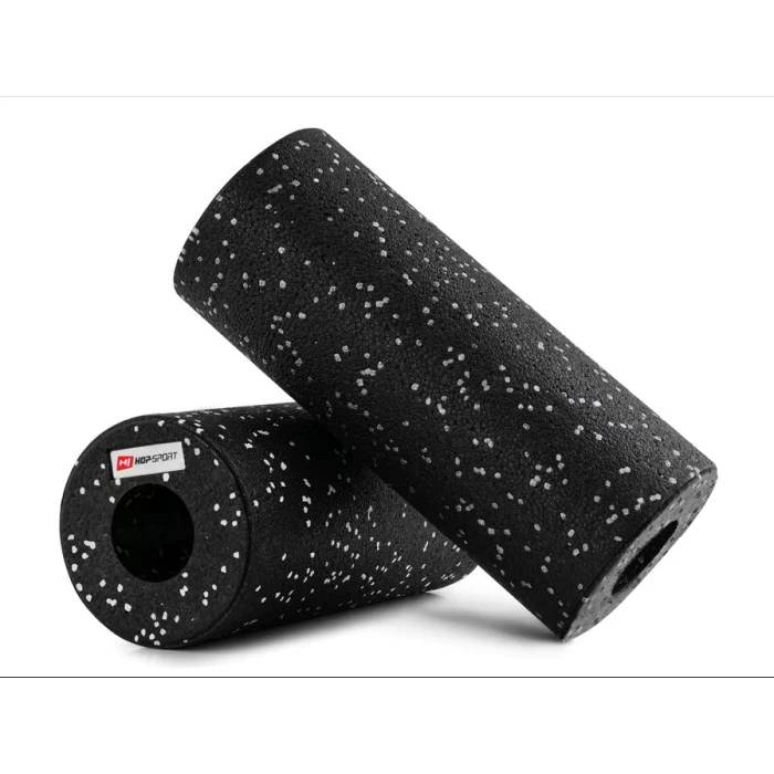 Роллер масажер (валик, ролик) гладкий Hop-Sport EPP 33см HS-P033YG чорно-білий