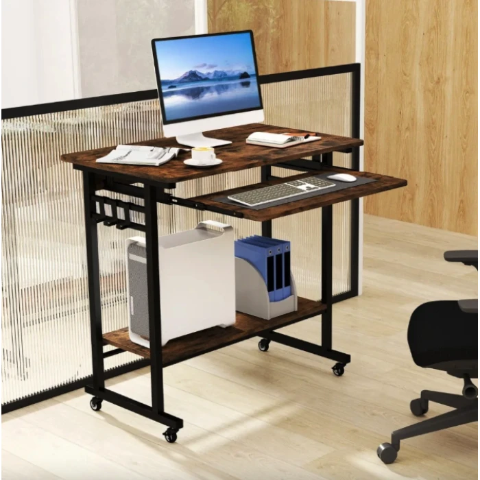 Компьютерный стол Costway Otto с выдвижной подставкой для клавиатуры