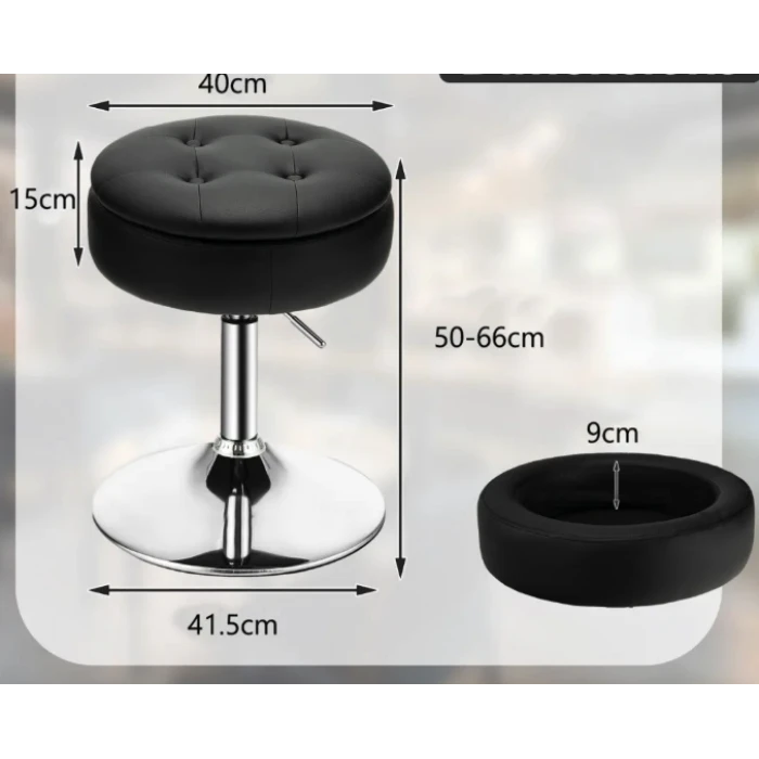 Крісло табурет обертове Costway Meri з місцем для зберігання чорний