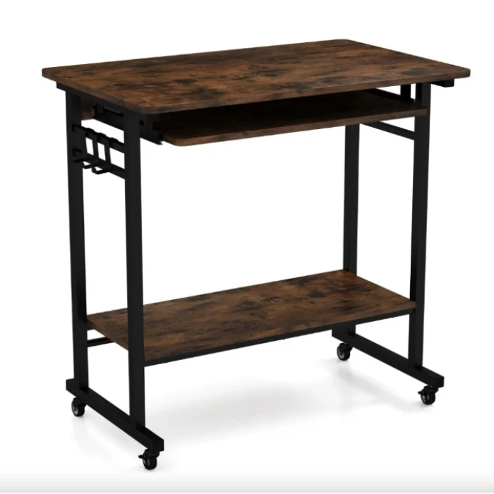 Компьютерный стол Costway Otto с выдвижной подставкой для клавиатуры