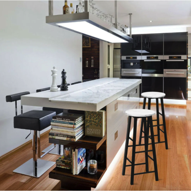 Комплект барних стільців Costway Eugad з підставкою для ніг білий