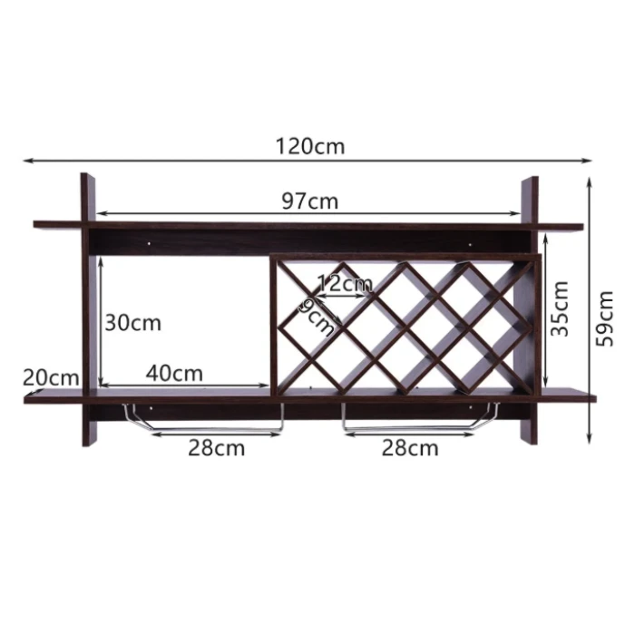 Настенная винная стойка Costway Kasta в стиле Loft