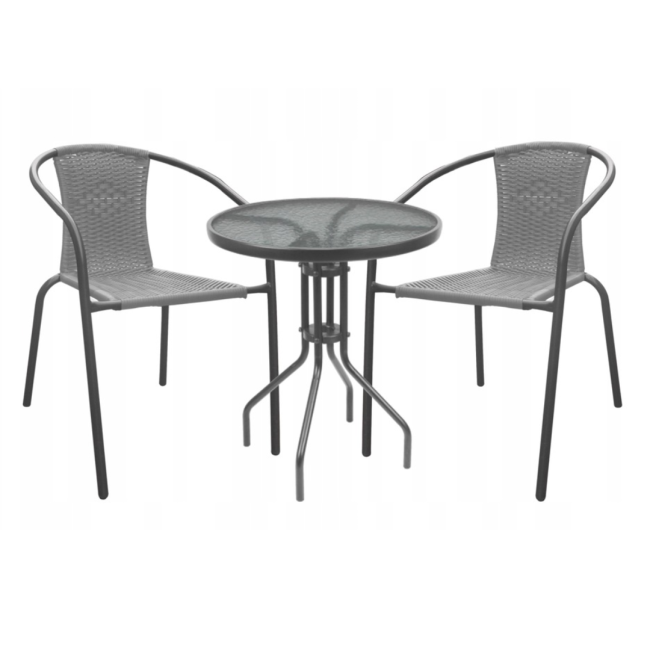Садові меблі Chomik BISTRO стіл та 2 стільці сірий