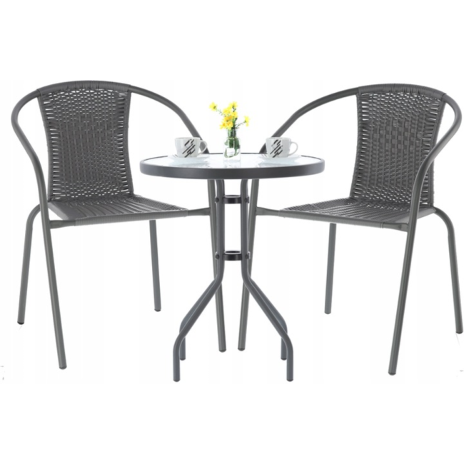 Садові меблі Chomik BISTRO стіл та 2 стільці сірий