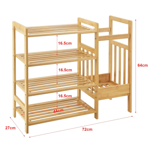 Бамбуковая полка Chomik AVENUE для обуви с подставкой для зонтов